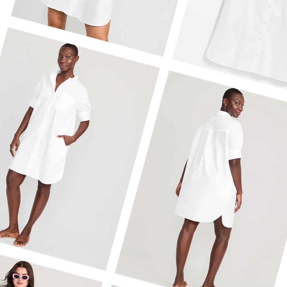 Airy spring summer Old Navy white button up shirt dress size medium NWOT
